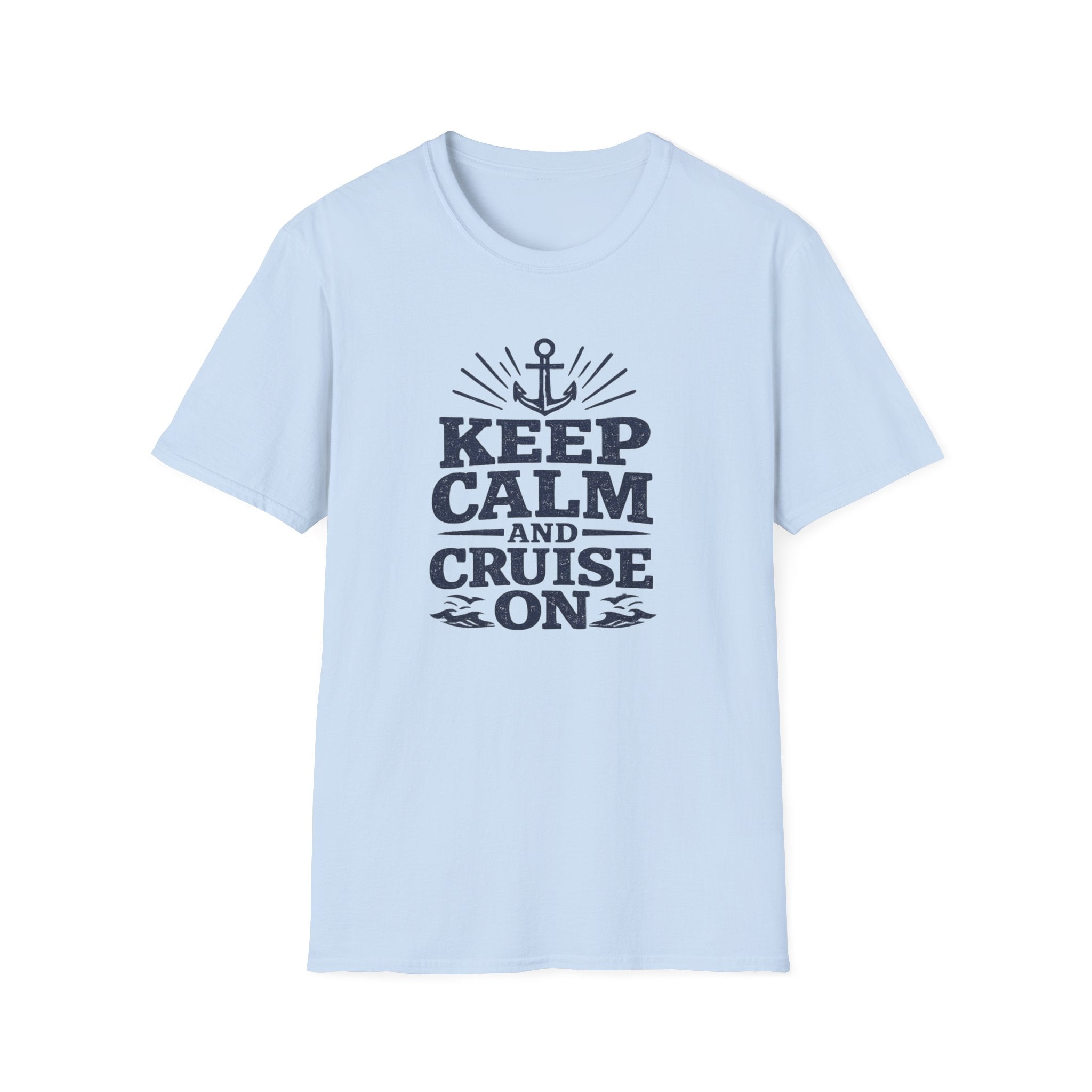 Keep Calm and Cruise (Navy Print) On T-Shirt