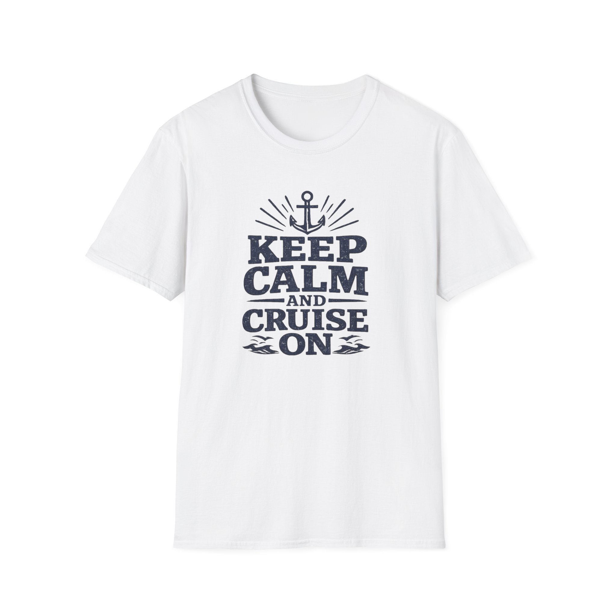 Keep Calm and Cruise (Navy Print) On T-Shirt