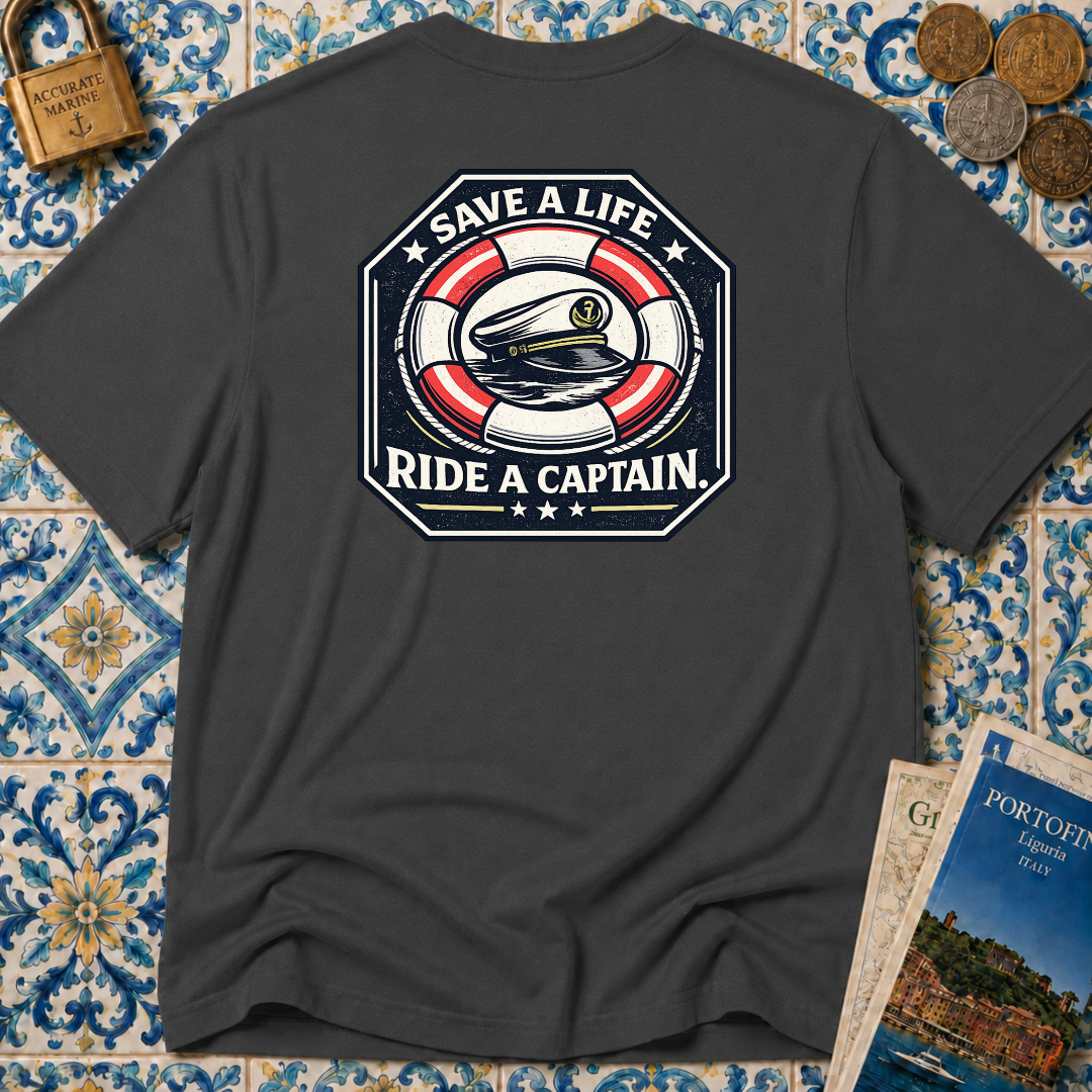 Save A Life Ride A Captain T-Shirt (Front & Back Design)
