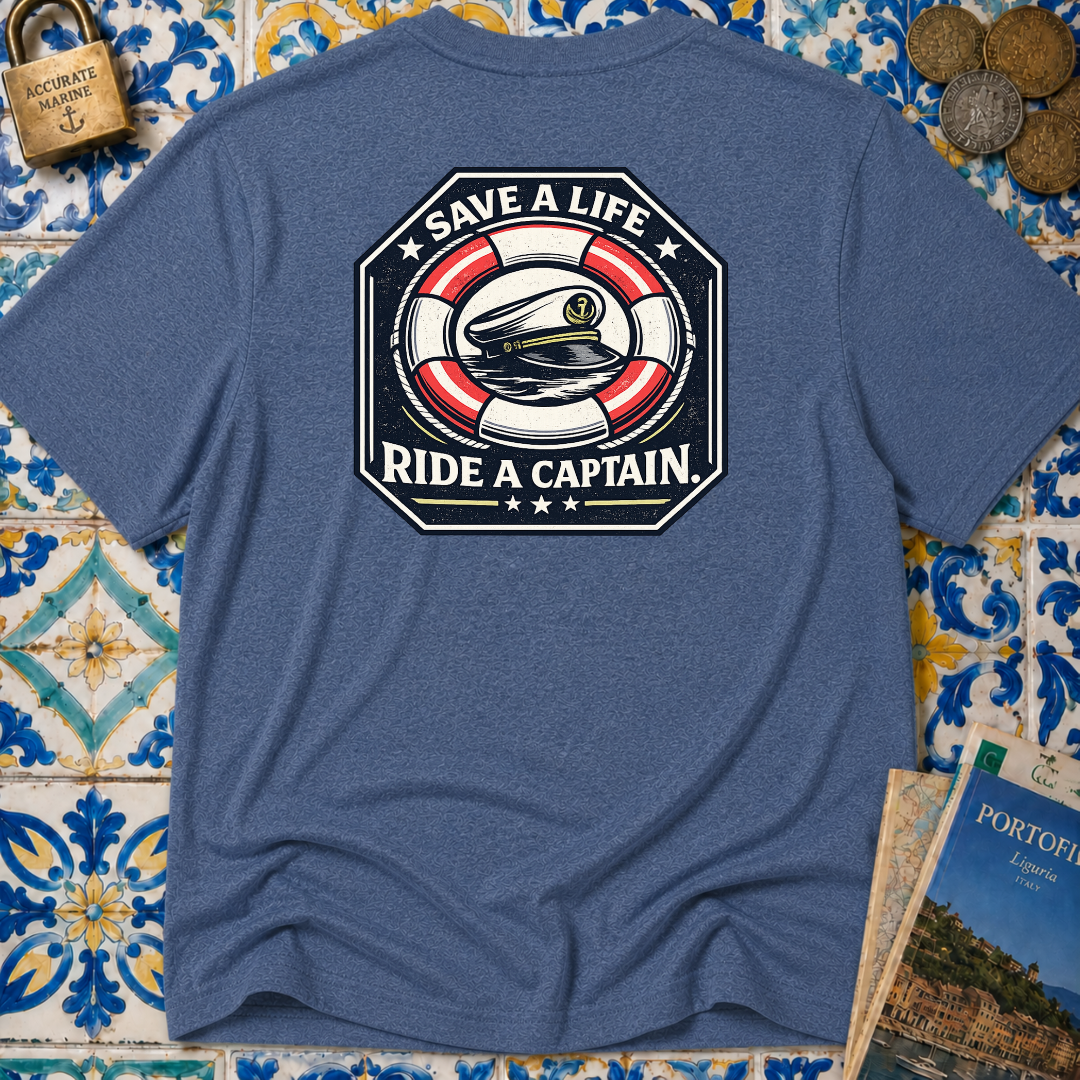 Save A Life Ride A Captain T-Shirt (Front & Back Design)