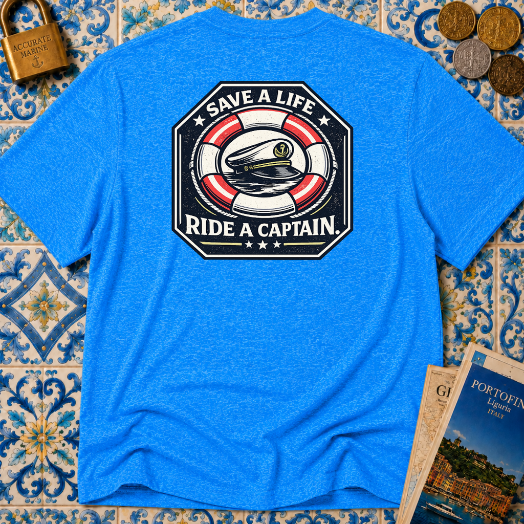 Save A Life Ride A Captain T-Shirt (Front & Back Design)