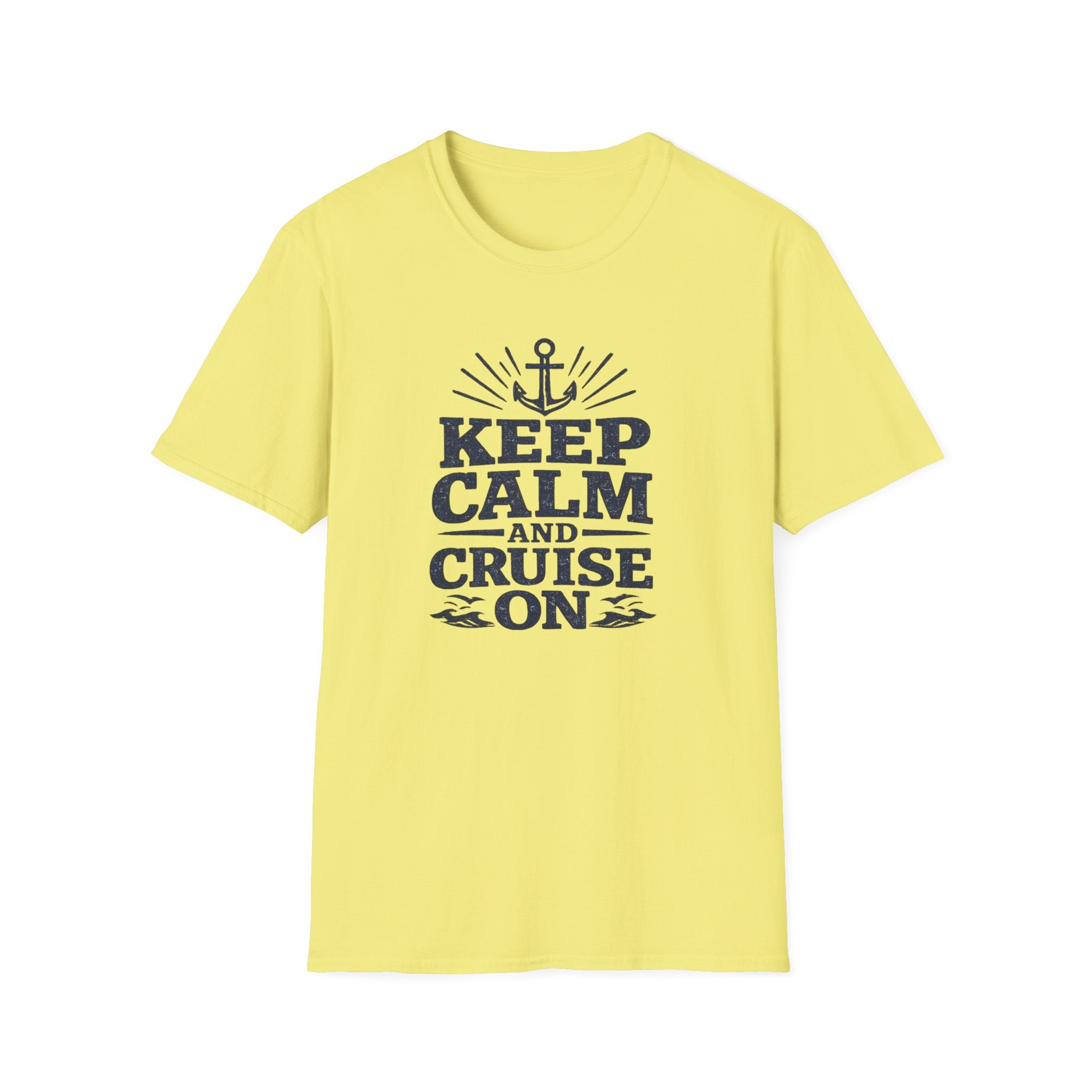Keep Calm and Cruise (Navy Print) On T-Shirt