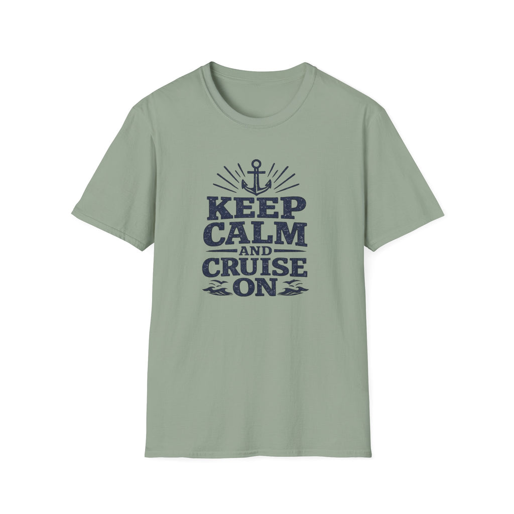 Keep Calm and Cruise (Navy Print) On T-Shirt