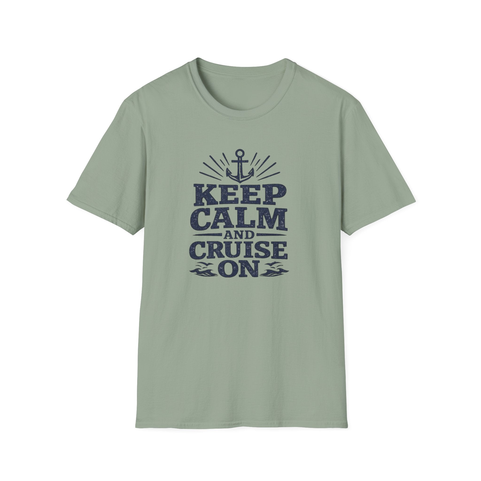 Keep Calm and Cruise (Navy Print) On T-Shirt