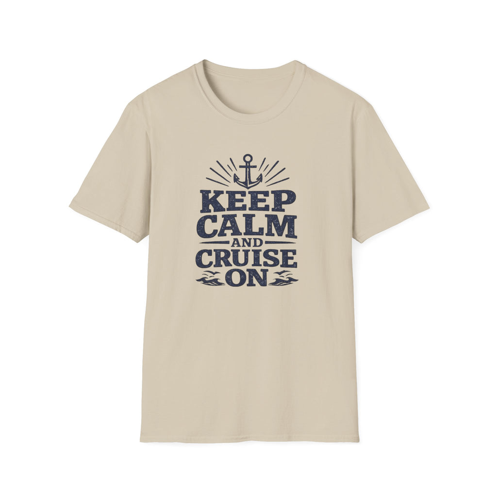 Keep Calm and Cruise (Navy Print) On T-Shirt