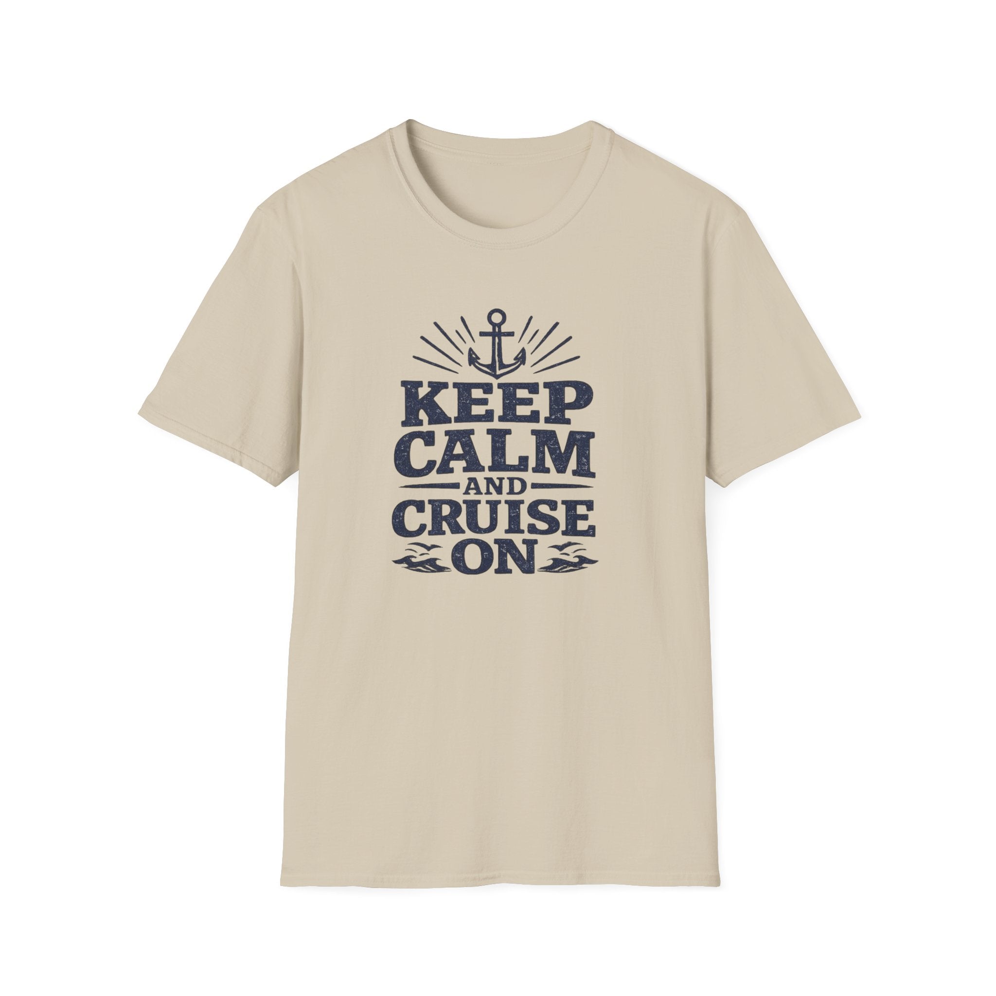 Keep Calm and Cruise (Navy Print) On T-Shirt